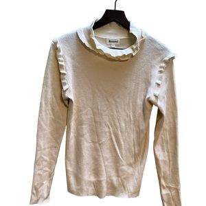 & Merci winter white ribbed cottage core sweater size Large
